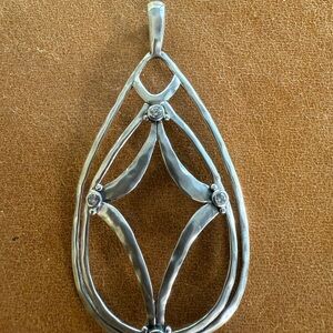 Silpada Elegant Silver Teardrop Pendant with Crystal Accents